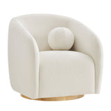 Holland Cream Swivel Chenille Fabric Armchair - Ornate Home