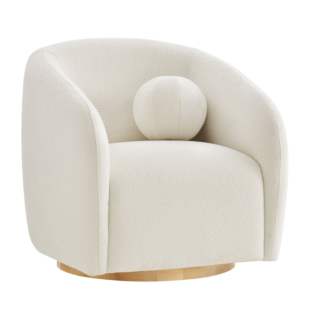 Holland Cream Swivel Chenille Fabric Armchair - Ornate Home