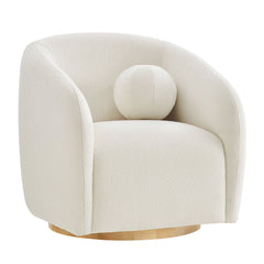 Holland Cream Swivel Chenille Fabric Armchair - Ornate Home