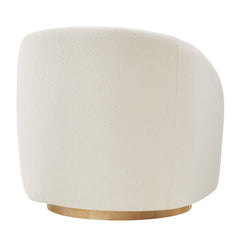Holland Cream Swivel Chenille Fabric Armchair - Ornate Home