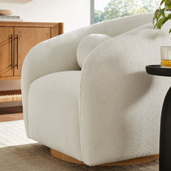 Holland Cream Swivel Chenille Fabric Armchair - Ornate Home