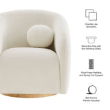 Holland Cream Swivel Chenille Fabric Armchair - Ornate Home