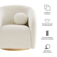 Holland Cream Swivel Chenille Fabric Armchair - Ornate Home