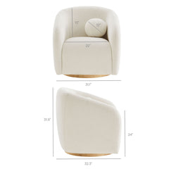 Holland Cream Swivel Chenille Fabric Armchair - Ornate Home