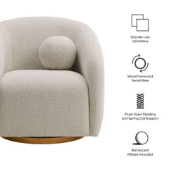 Holland Dove Gray Swivel Chenille Fabric Armchair - Ornate Home