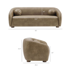 Holland Mushroom 85" Vegan Leather Sofa - Ornate Home