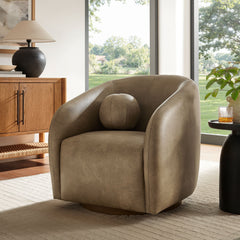 Holland Mushroom Swivel Vegan Leather Armchair - Ornate Home