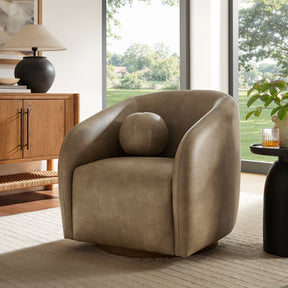 Holland Mushroom Swivel Vegan Leather Armchair - Ornate Home
