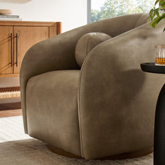 Holland Mushroom Swivel Vegan Leather Armchair - Ornate Home