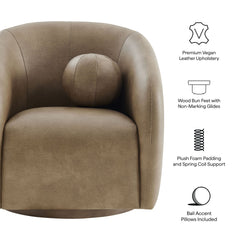 Holland Mushroom Swivel Vegan Leather Armchair - Ornate Home