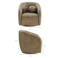 Holland Mushroom Swivel Vegan Leather Armchair - Ornate Home