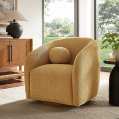 Holland Mustard Swivel Chenille Fabric Armchair - Ornate Home