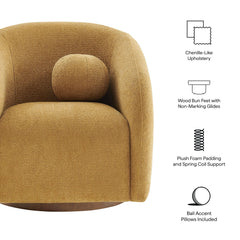 Holland Mustard Swivel Chenille Fabric Armchair - Ornate Home