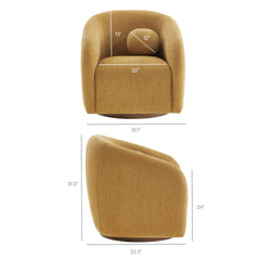 Holland Mustard Swivel Chenille Fabric Armchair - Ornate Home