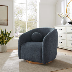 Holland Navy Swivel Chenille Fabric Armchair - Ornate Home