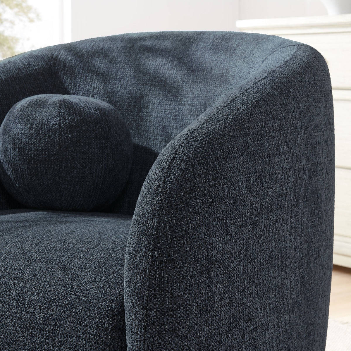 Holland Navy Swivel Chenille Fabric Armchair - Ornate Home