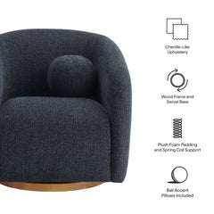 Holland Navy Swivel Chenille Fabric Armchair - Ornate Home