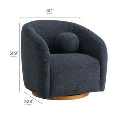 Holland Navy Swivel Chenille Fabric Armchair - Ornate Home