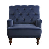 Holland Park Dark Blue Velvet Accent Chair - Ornate Home