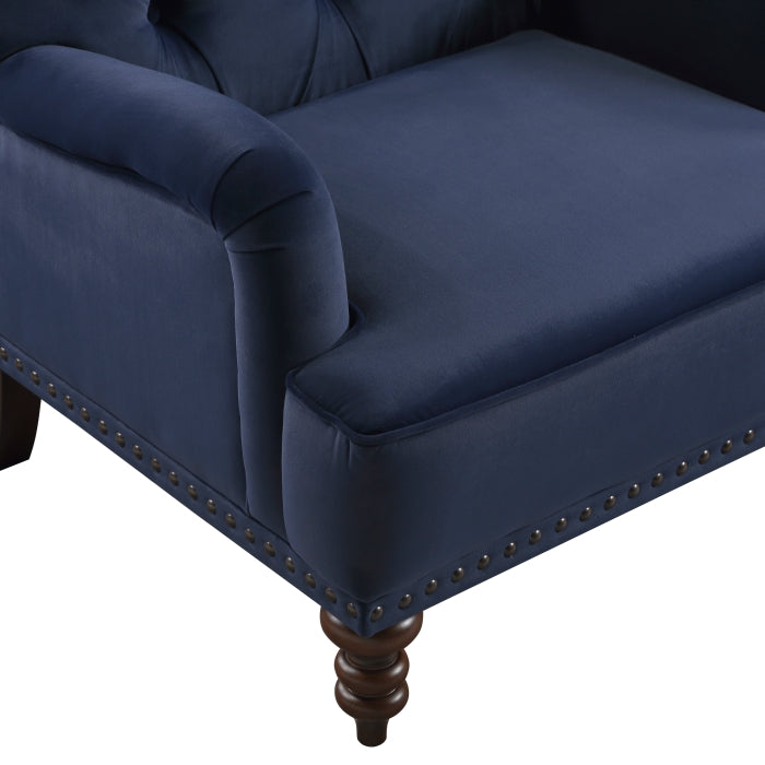 Holland Park Dark Blue Velvet Accent Chair - Ornate Home