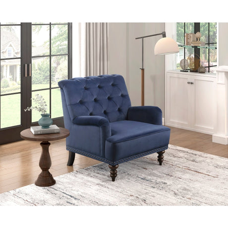 Holland Park Dark Blue Velvet Accent Chair - Ornate Home