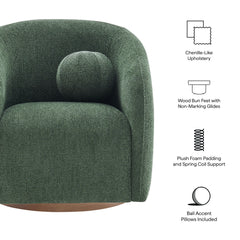 Holland Pine Swivel Chenille Fabric Armchair - Ornate Home