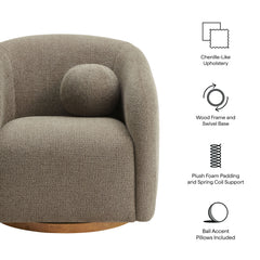 Holland Taupe Swivel Chenille Fabric Armchair - Ornate Home