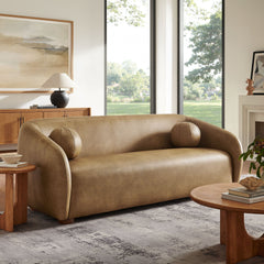 Holland Toast 85" Vegan Leather Sofa - Ornate Home