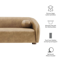 Holland Toast 85" Vegan Leather Sofa - Ornate Home