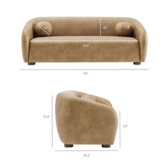Holland Toast 85" Vegan Leather Sofa - Ornate Home