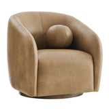 Holland Toast Swivel Vegan Leather Armchair - Ornate Home
