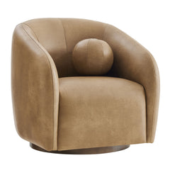 Holland Toast Swivel Vegan Leather Armchair - Ornate Home