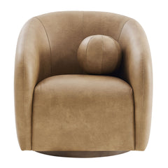 Holland Toast Swivel Vegan Leather Armchair - Ornate Home