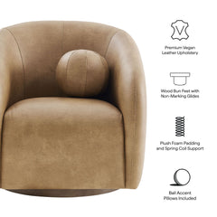 Holland Toast Swivel Vegan Leather Armchair - Ornate Home