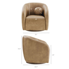 Holland Toast Swivel Vegan Leather Armchair - Ornate Home