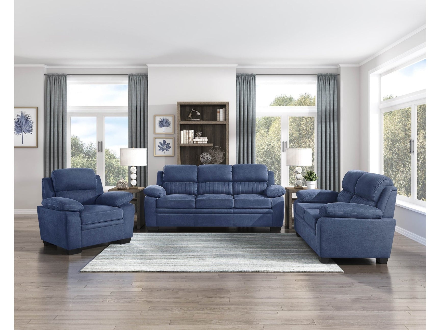 Holleman Blue 3-Piece Living Room Set - Ornate Home