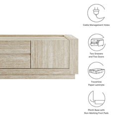 Hollis 59" Travertine TV Stand - Ornate Home