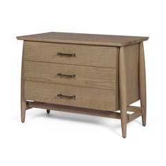 Hollis Gray-Brown Wood 3-Drawer Closed Nightstand - Ornate Home