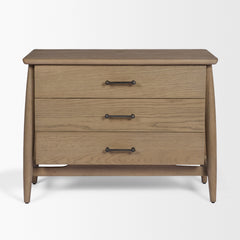 Hollis Gray-Brown Wood 3-Drawer Closed Nightstand - Ornate Home