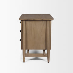 Hollis Gray-Brown Wood 3-Drawer Closed Nightstand - Ornate Home