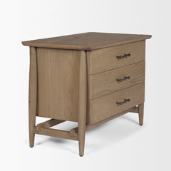 Hollis Gray-Brown Wood 3-Drawer Closed Nightstand - Ornate Home