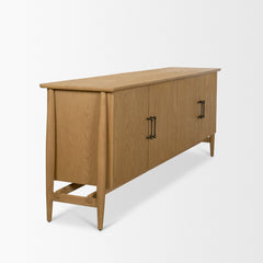 Hollis Warm Brown Wood 4-Door Closed Sideboard - Ornate Home