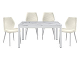 Hollis White/Beige 5-Piece Dining Table Set - Ornate Home