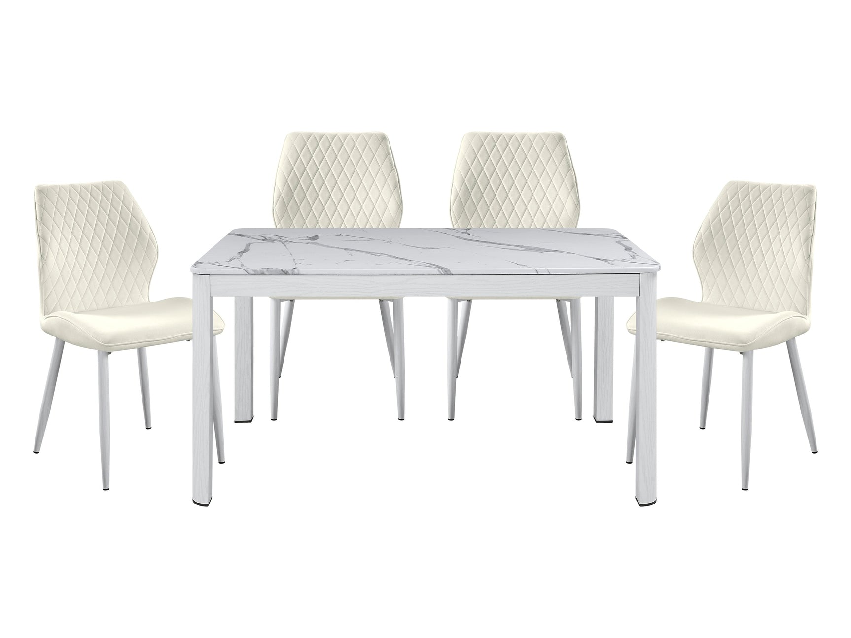Hollis White/Beige 5-Piece Dining Table Set - Ornate Home