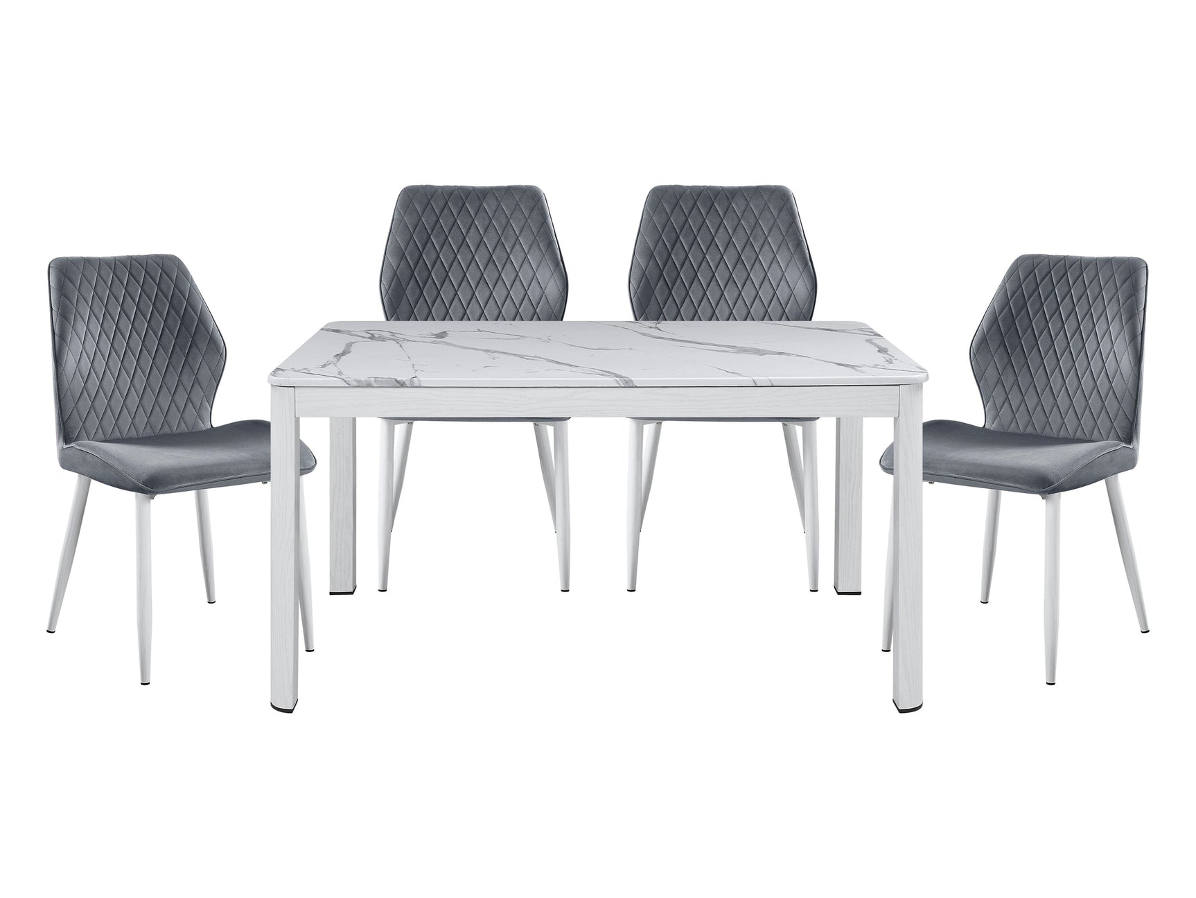 Hollis White/Dark Gray 5-Piece Dining Table Set - Ornate Home