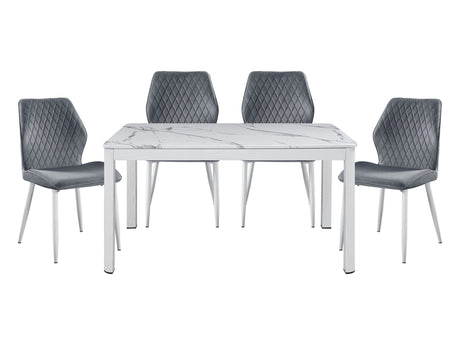 Hollis White/Dark Gray 5-Piece Dining Table Set - Ornate Home