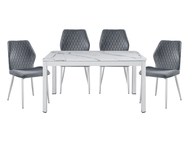 Hollis White/Dark Gray 5-Piece Dining Table Set - Ornate Home