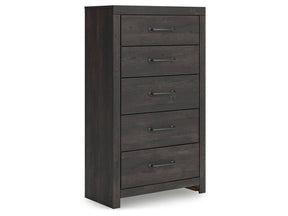 Hollivern Dark Gray Five Drawer Chest - Ornate Home