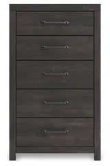 Hollivern Dark Gray Five Drawer Chest - Ornate Home
