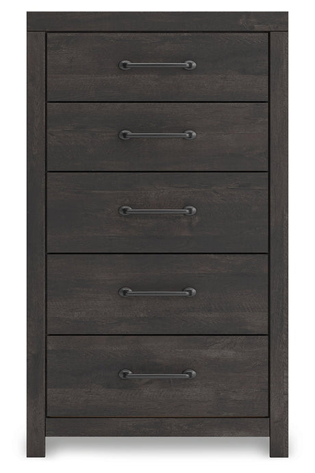 Hollivern Dark Gray Five Drawer Chest - Ornate Home